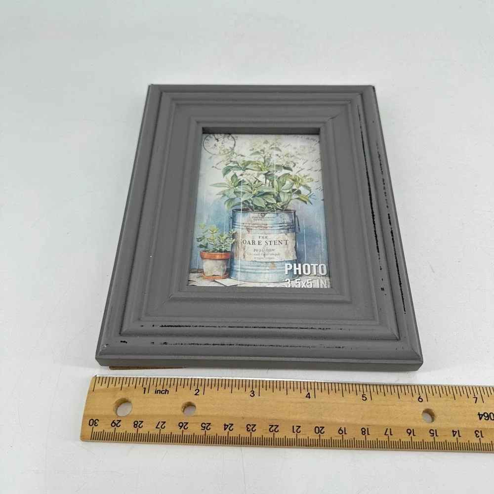 Distressed Gray Wood Picture Frame for 3.5x5 Photo Tabletop Wall Mount Decor